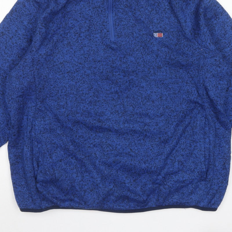 Chaps Men Blue 2XL Quarter Zip Fleece Pullover Sweatshirt Logo