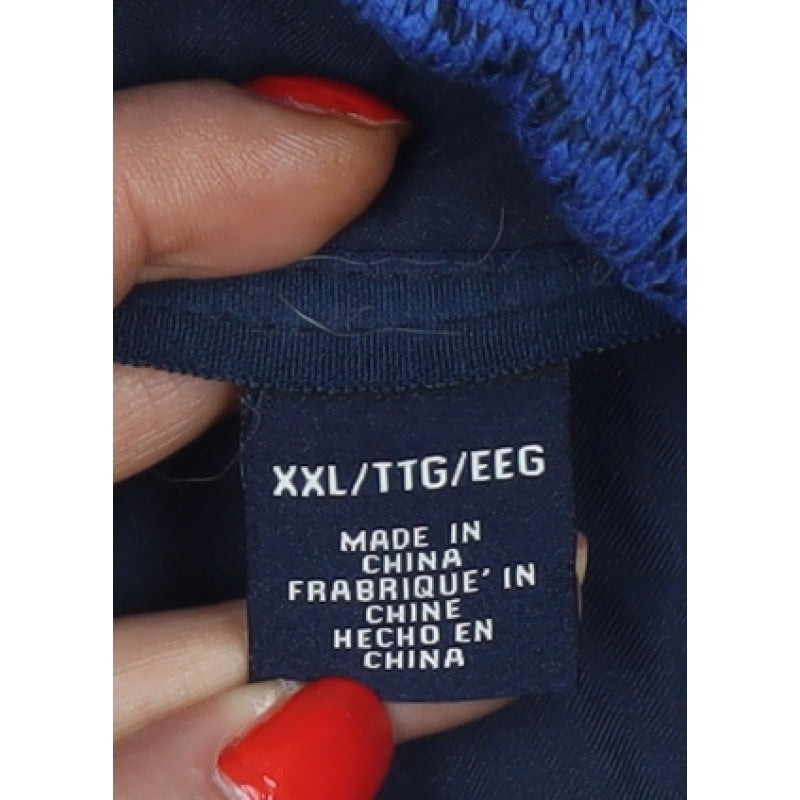 Chaps Men Blue 2XL Quarter Zip Fleece Pullover Sweatshirt Logo