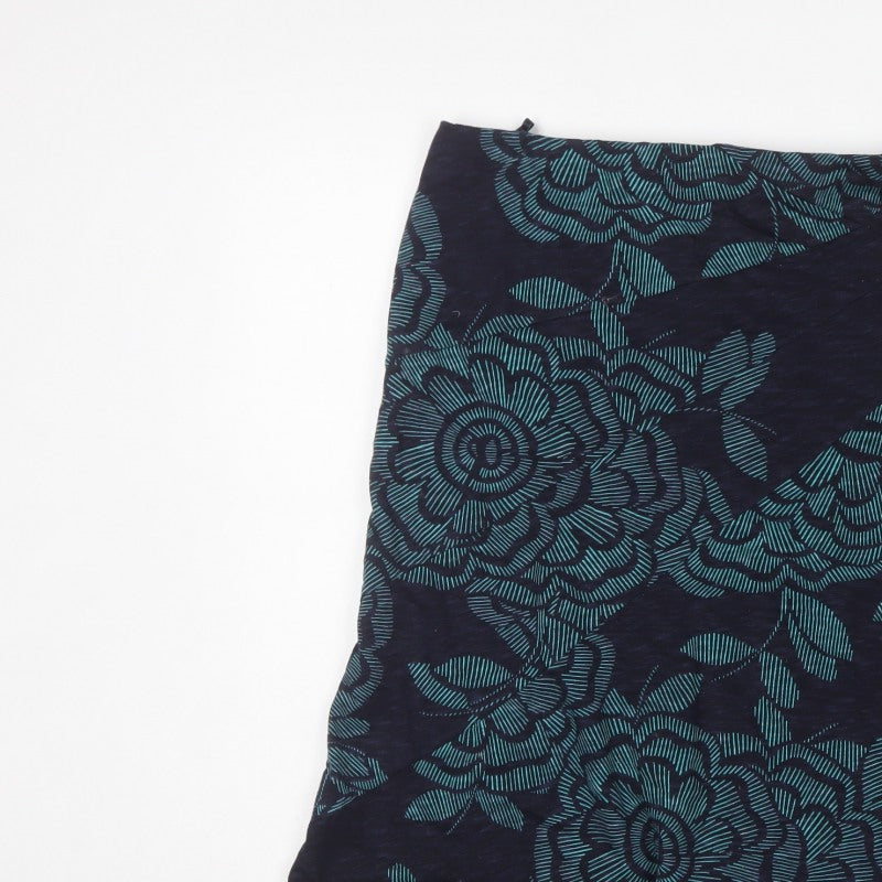 Per Una Women Blue Floral A-Line Long Skirt UK 18 Lined