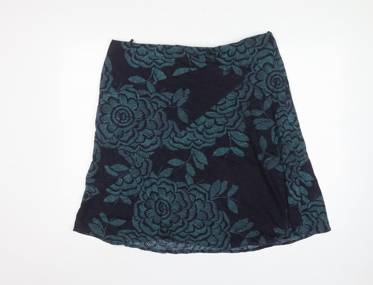 Per Una Women Blue Floral A-Line Long Skirt UK 18 Lined