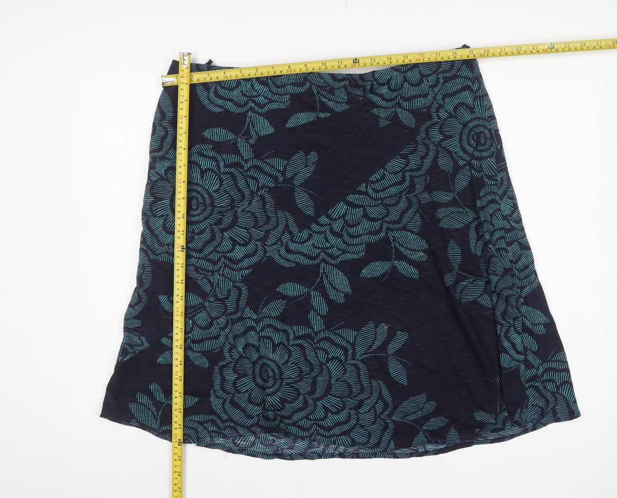 Per Una Women Blue Floral A-Line Long Skirt UK 18 Lined