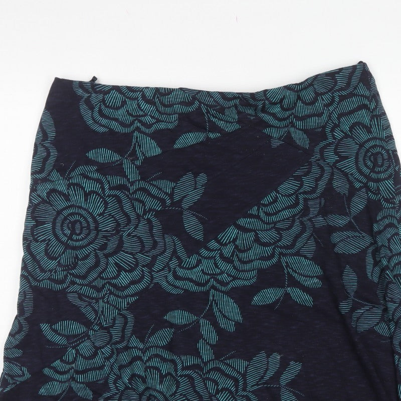 Per Una Women Blue Floral A-Line Long Skirt UK 18 Lined