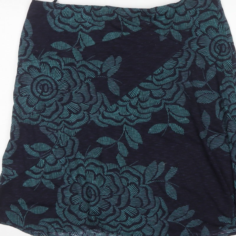 Per Una Women Blue Floral A-Line Long Skirt UK 18 Lined