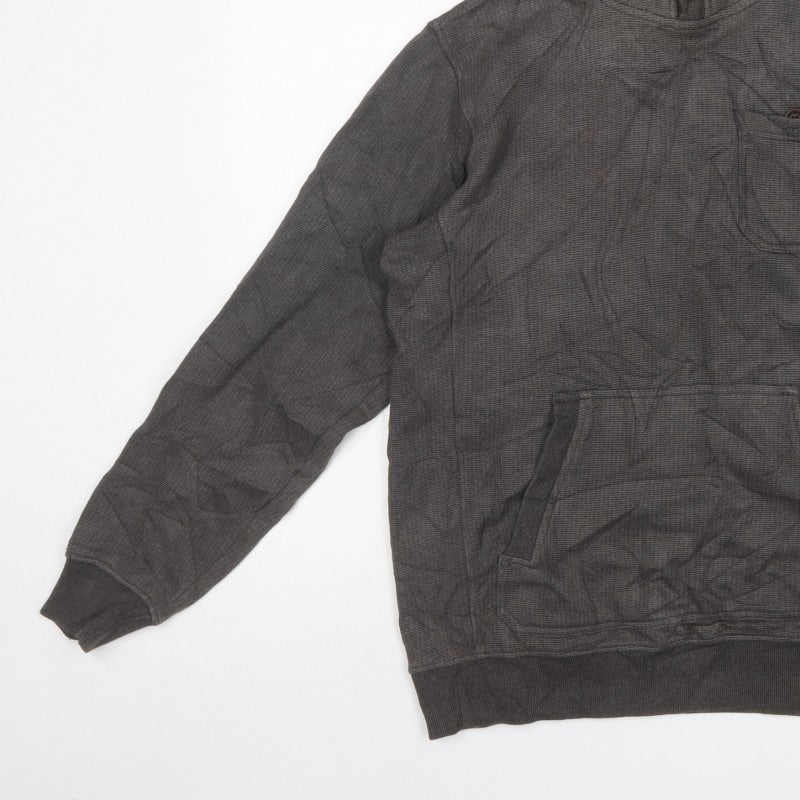 Billabong Men’s Grey M Hooded Henley Fleece Sweatshirt Pockets