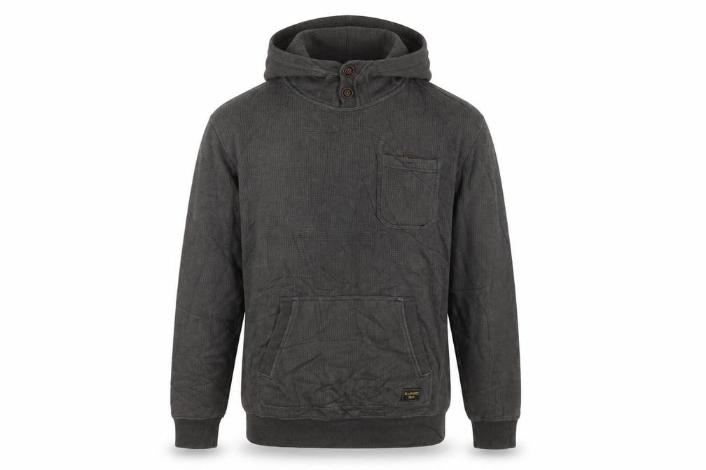 Billabong Men’s Grey M Hooded Henley Fleece Sweatshirt Pockets