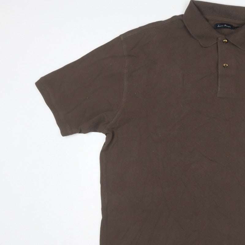 James Pringle Men’s Brown 2XL Classic Cotton Short Sleeve Polo