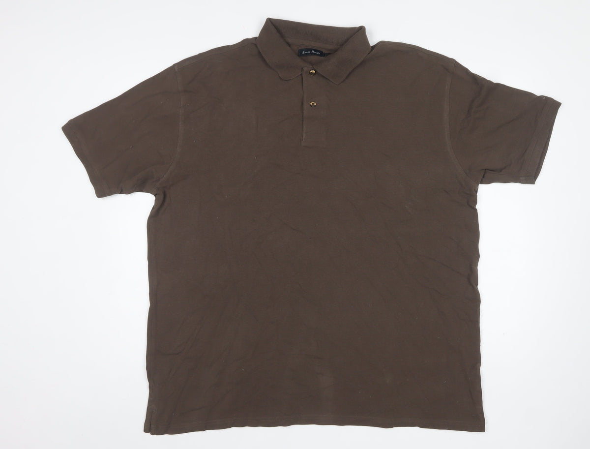 James Pringle Men’s Brown 2XL Classic Cotton Short Sleeve Polo
