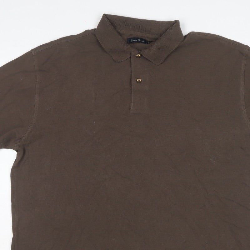 James Pringle Men’s Brown 2XL Classic Cotton Short Sleeve Polo