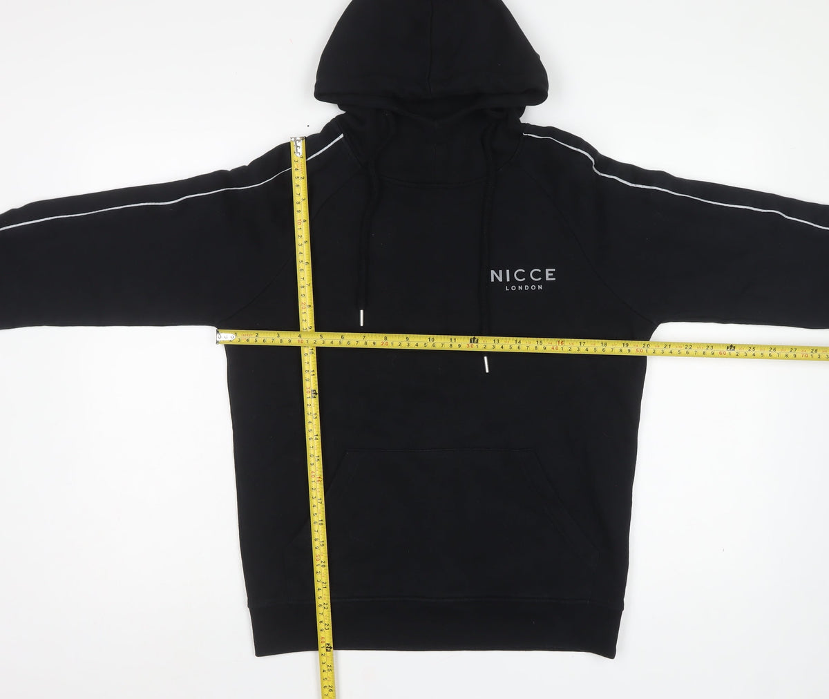 Nicce London Men’s Black S Pullover Hoodie Logo Piped Cotton Blend