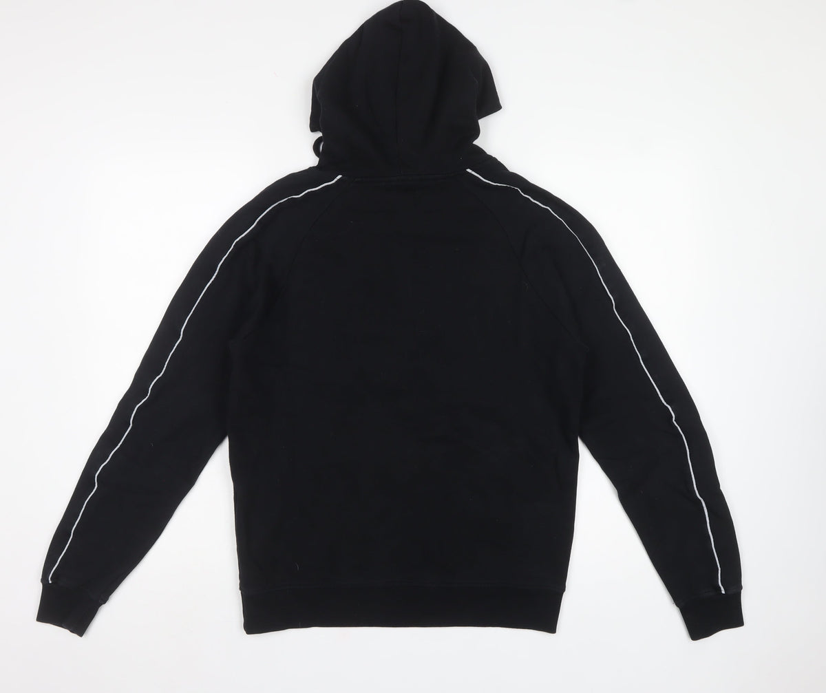 Nicce London Men’s Black S Pullover Hoodie Logo Piped Cotton Blend