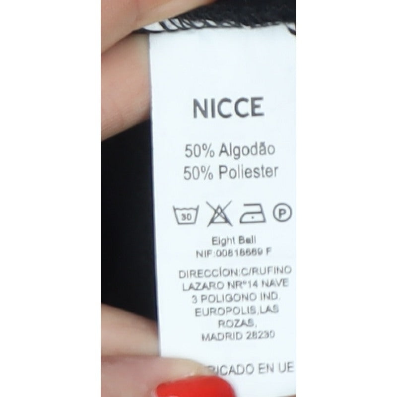Nicce London Men’s Black S Pullover Hoodie Logo Piped Cotton Blend