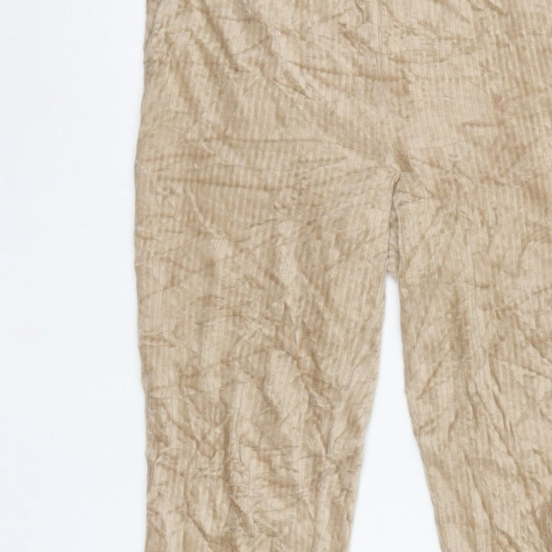 H&M Women Beige Size S Textured Cuffed Jogger Trousers
