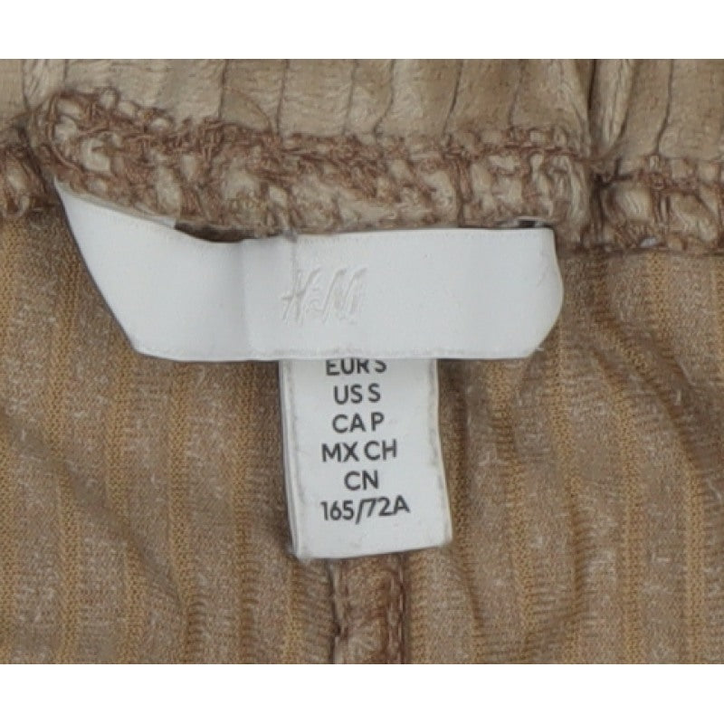 H&M Women Beige Size S Textured Cuffed Jogger Trousers