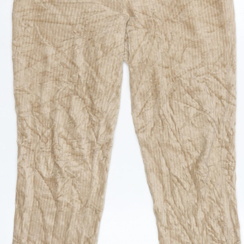 H&M Women Beige Size S Textured Cuffed Jogger Trousers