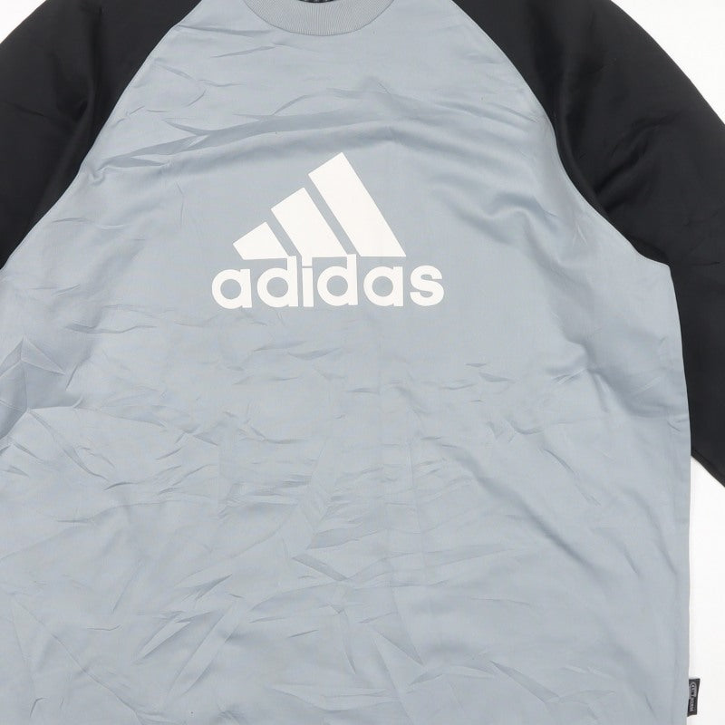 Adidas Men’s Grey Black M Logo Crew Neck Pullover Sweatshirt