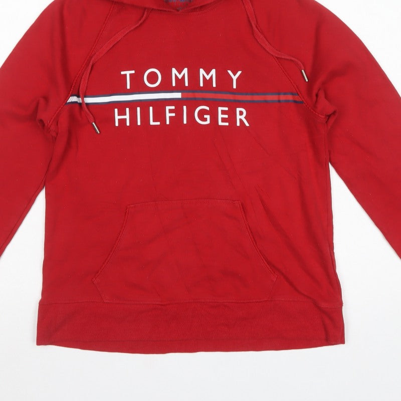 Tommy Hilfiger Sport Women Red M Pullover Hoodie Logo Graphic
