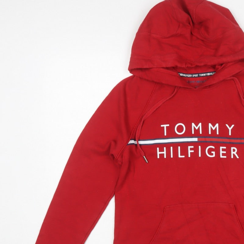 Tommy Hilfiger Sport Women Red M Pullover Hoodie Logo Graphic