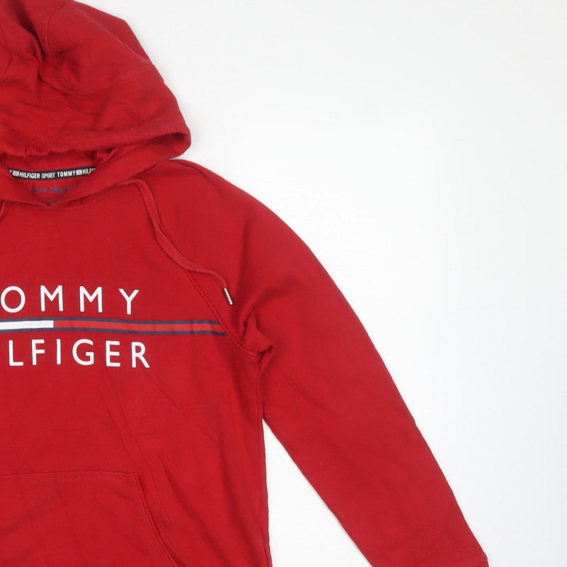 Tommy Hilfiger Sport Women Red M Pullover Hoodie Logo Graphic