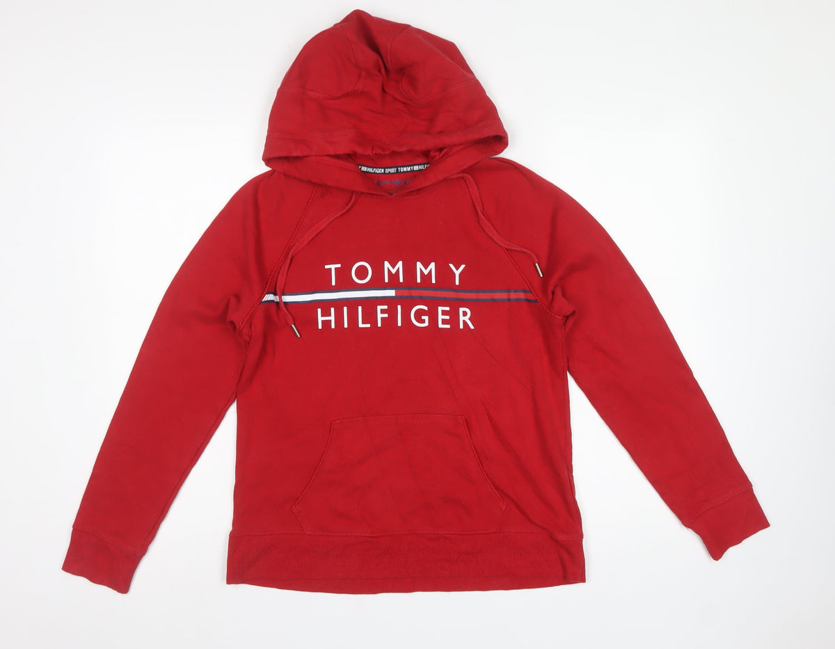 Tommy Hilfiger Sport Women Red M Pullover Hoodie Logo Graphic
