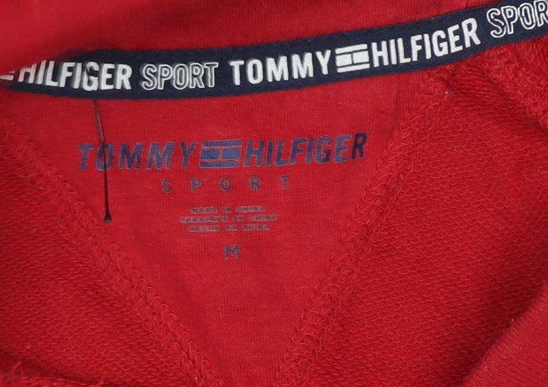 Tommy Hilfiger Sport Women Red M Pullover Hoodie Logo Graphic
