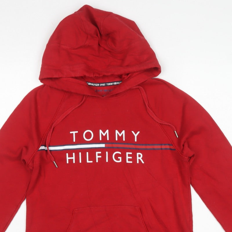 Tommy Hilfiger Sport Women Red M Pullover Hoodie Logo Graphic