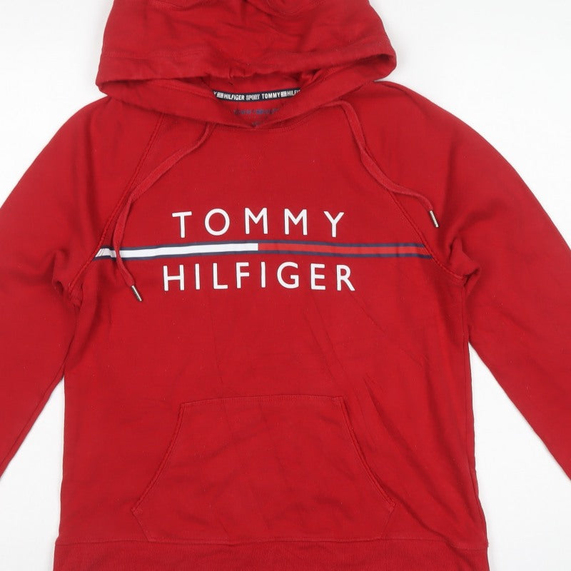 Tommy Hilfiger Sport Women Red M Pullover Hoodie Logo Graphic