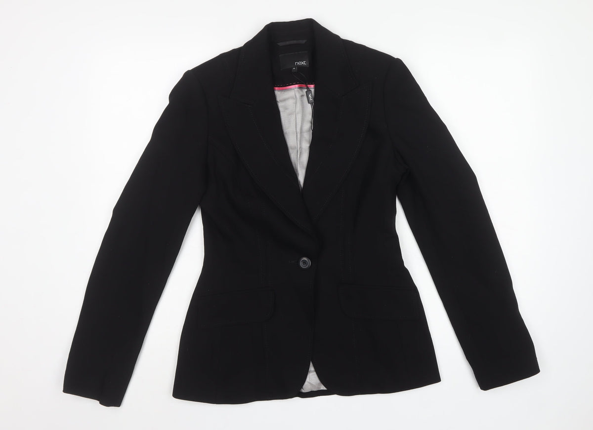 Next Women's Black Size 8L Tailored One Button Blazer Jacket