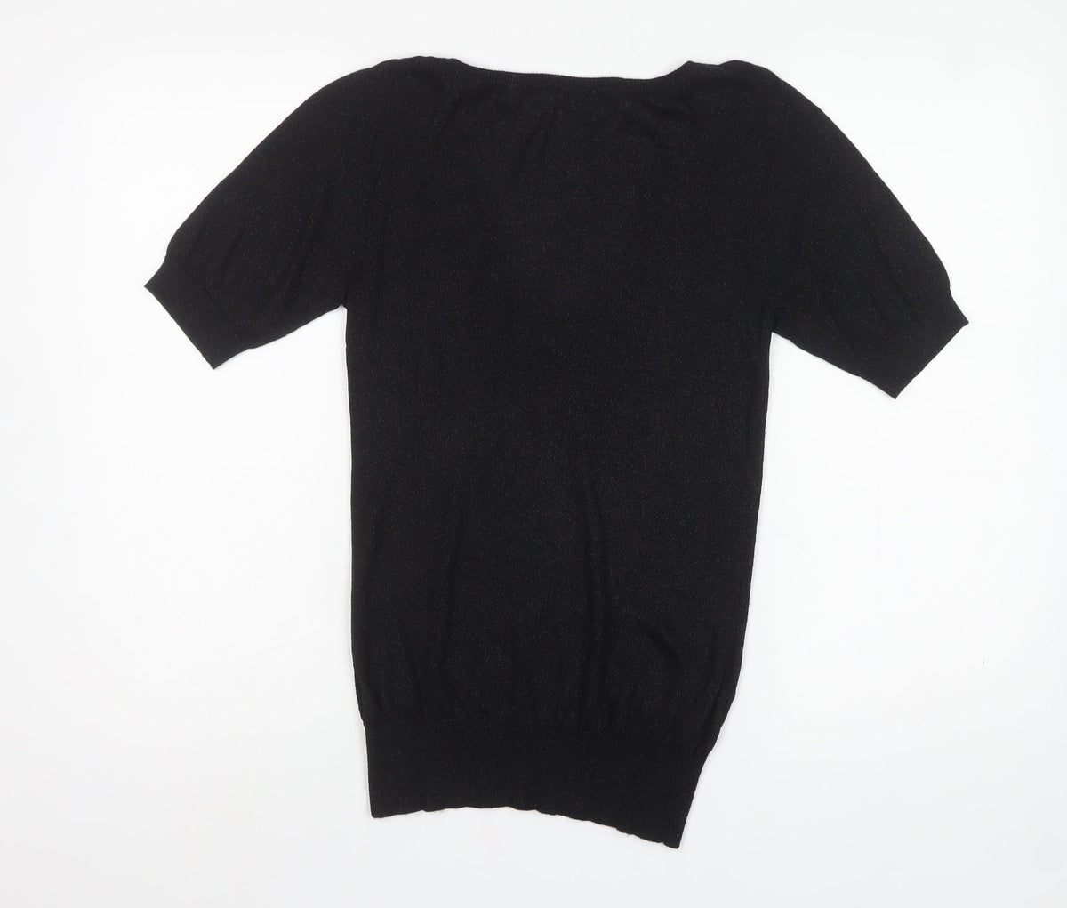 Oasis Women’s Black Size 8 V-Neck Short Sleeve Knit Jumper