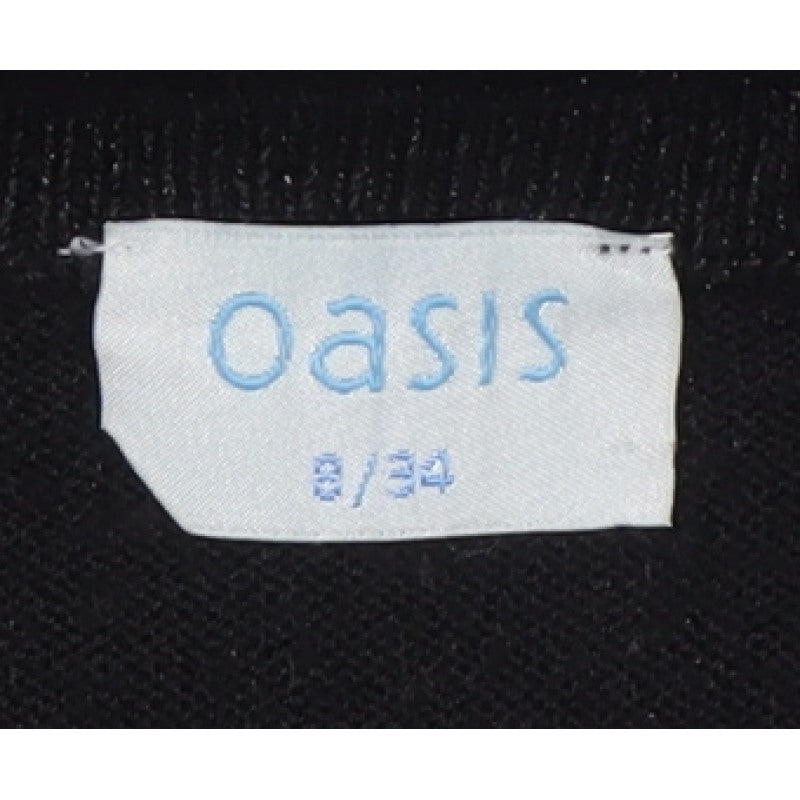 Oasis Women’s Black Size 8 V-Neck Short Sleeve Knit Jumper