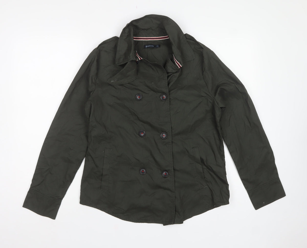 Stradivarius Women’s Green UK 12 Double Breasted Trench Jacket