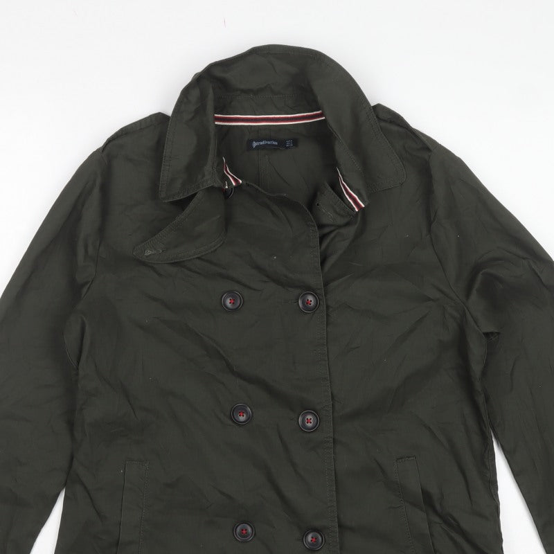 Stradivarius Women’s Green UK 12 Double Breasted Trench Jacket
