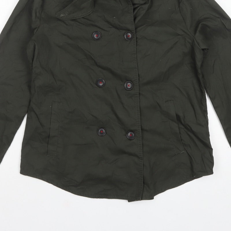 Stradivarius Women’s Green UK 12 Double Breasted Trench Jacket