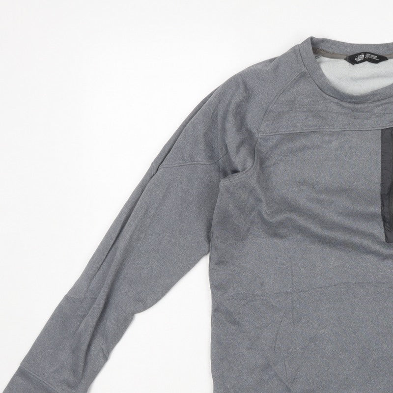 The North Face Men’s Grey S Fleece Pullover Sweatshirt Zip Pocket