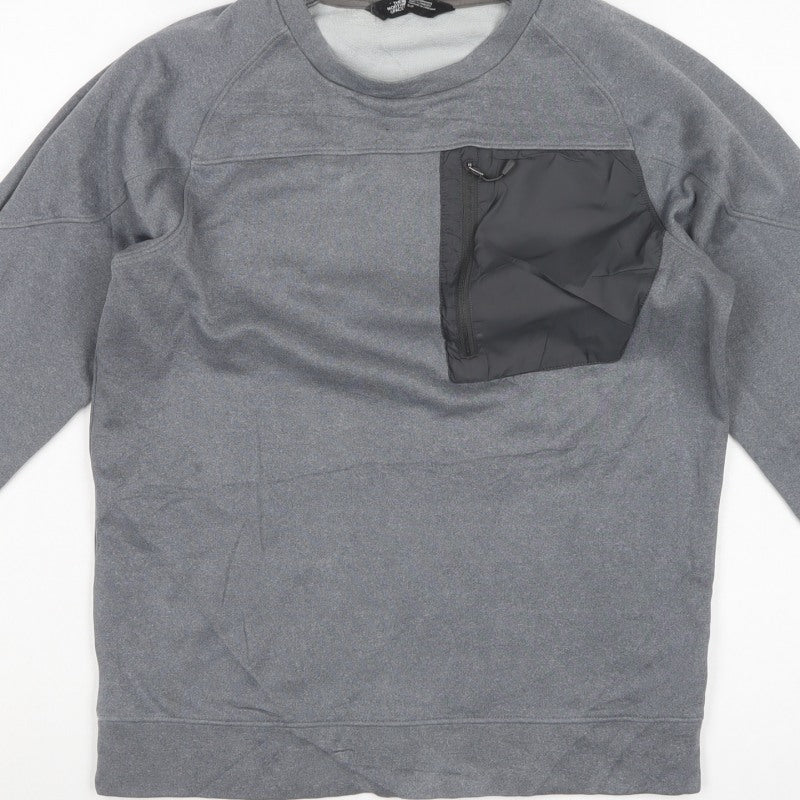 The North Face Men’s Grey S Fleece Pullover Sweatshirt Zip Pocket