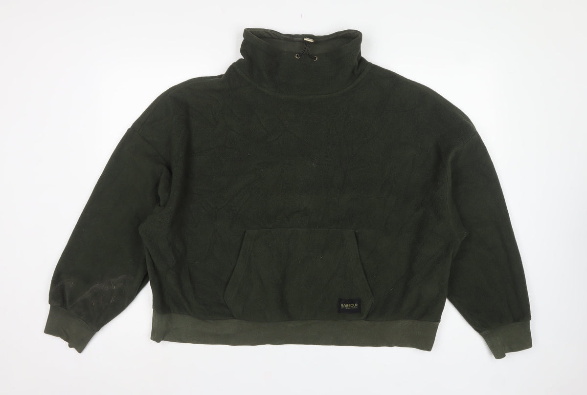 Barbour International Women Green UK 18 Fleece Pullover Sweatshirt High Neck