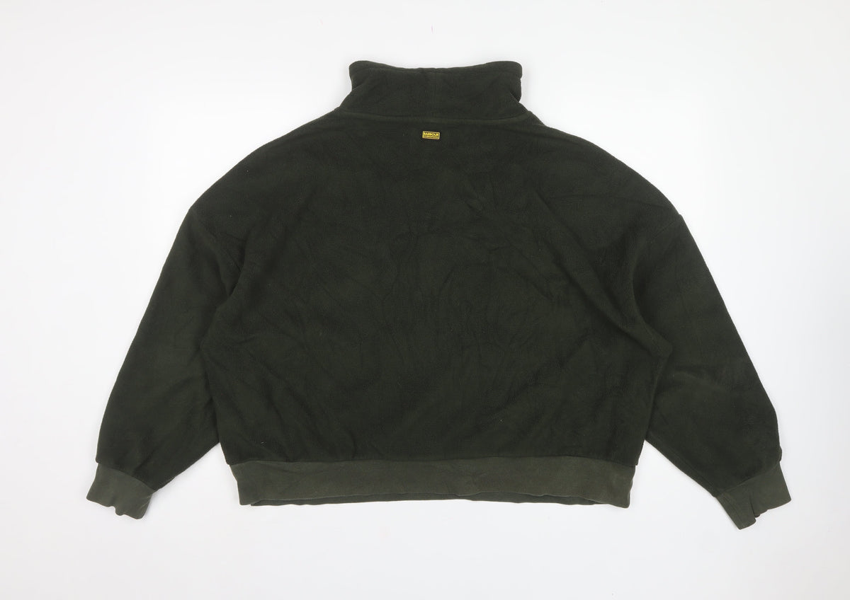 Barbour International Women Green UK 18 Fleece Pullover Sweatshirt High Neck