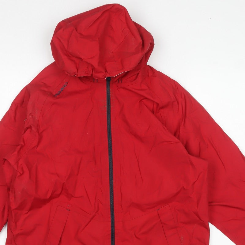 Tribord Men's Red M Hooded Waterproof Rain Jacket Sailing