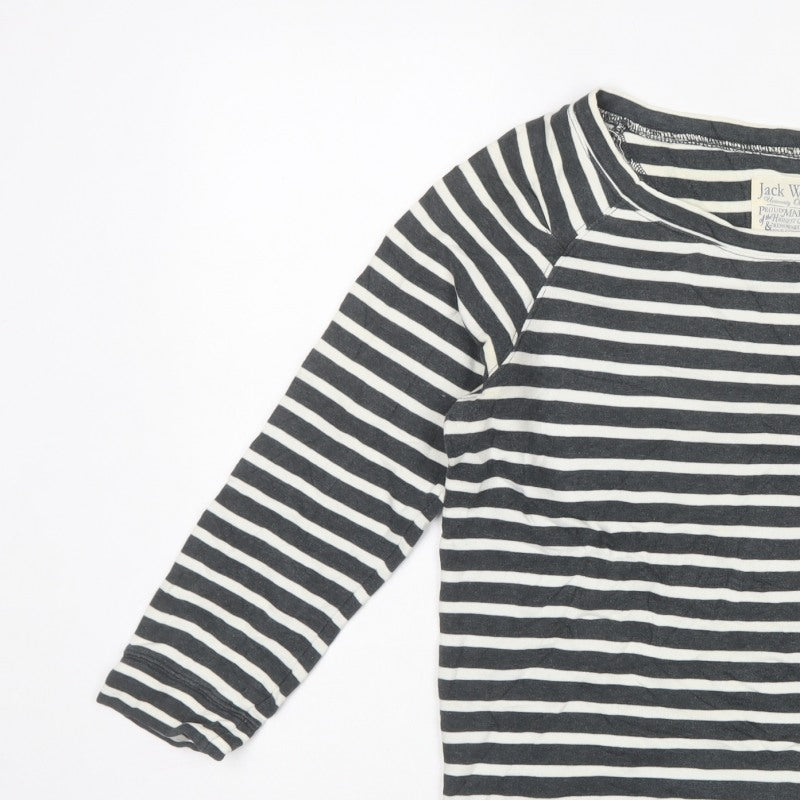 Jack Wills Women’s Black White Stripe UK 10 Pullover Sweatshirt Logo