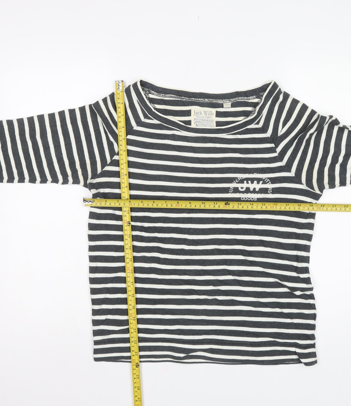 Jack Wills Women’s Black White Stripe UK 10 Pullover Sweatshirt Logo