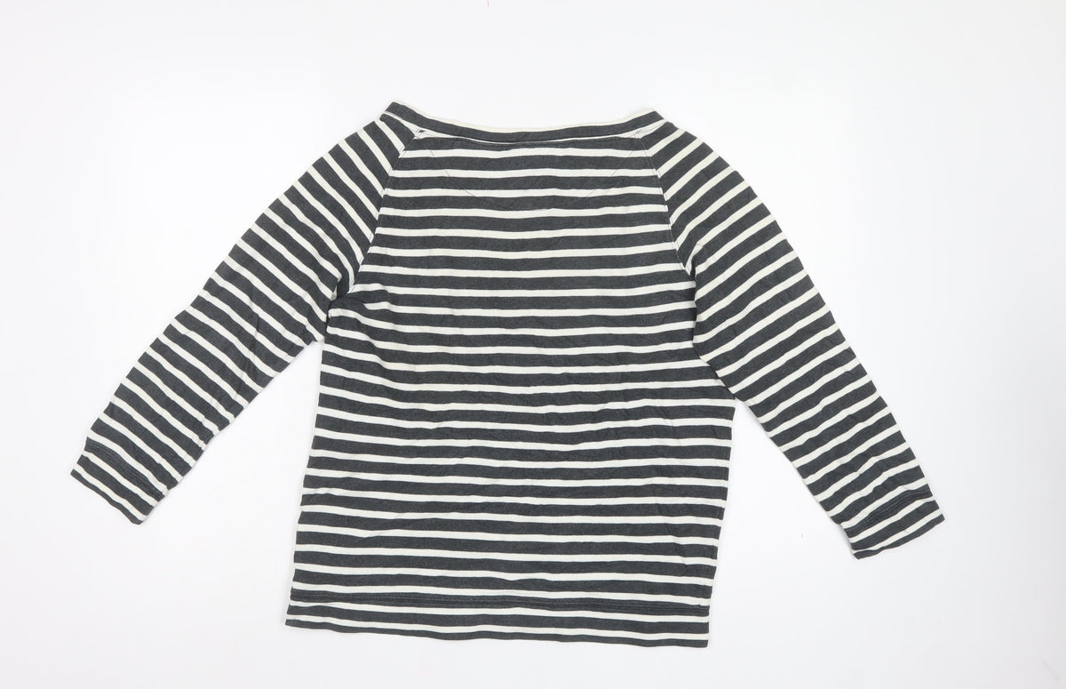 Jack Wills Women’s Black White Stripe UK 10 Pullover Sweatshirt Logo