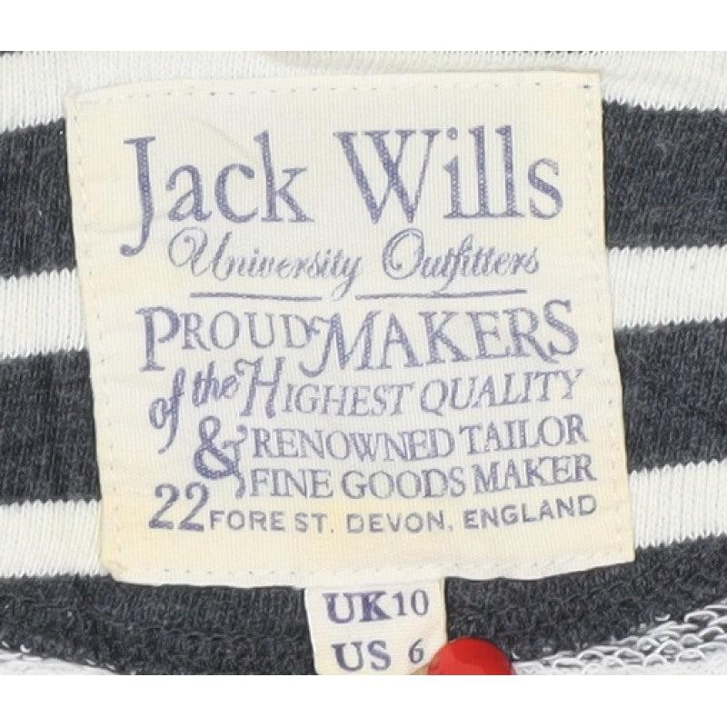 Jack Wills Women’s Black White Stripe UK 10 Pullover Sweatshirt Logo