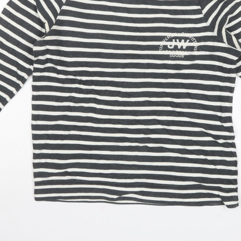 Jack Wills Women’s Black White Stripe UK 10 Pullover Sweatshirt Logo
