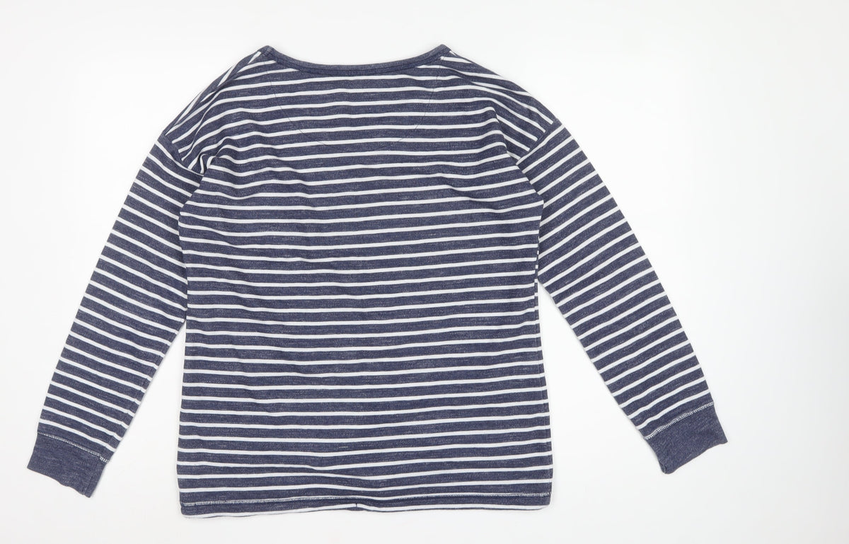 Next Women’s Blue Striped UK 10 Pullover Sweatshirt Drawstring Hem