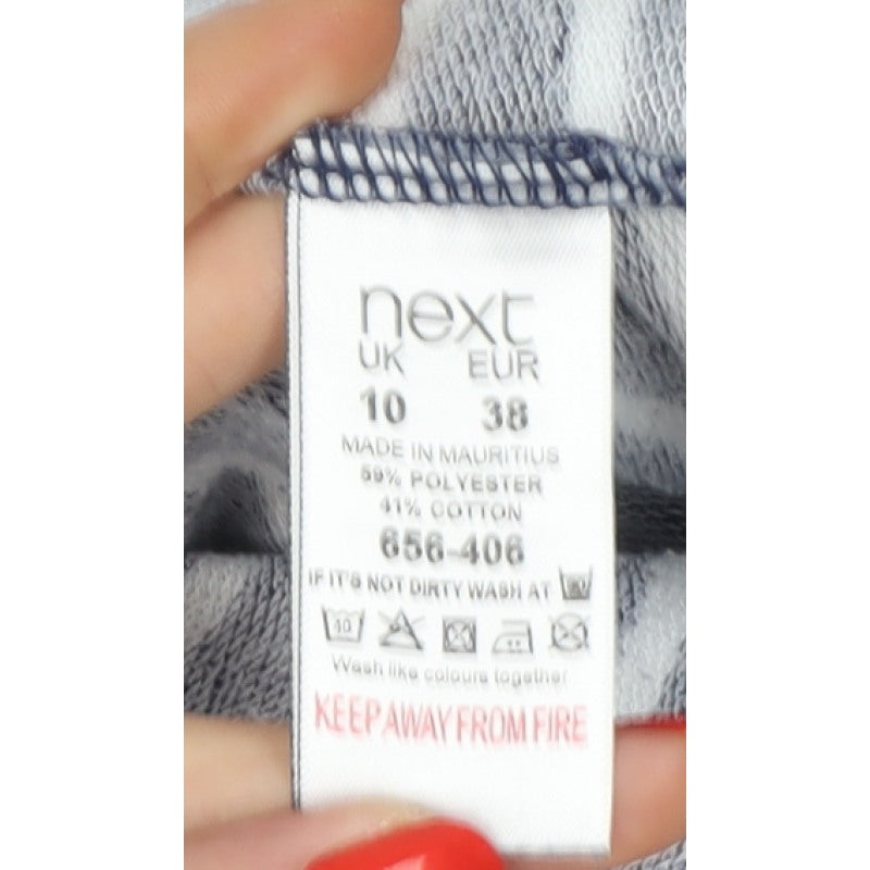 Next Women’s Blue Striped UK 10 Pullover Sweatshirt Drawstring Hem