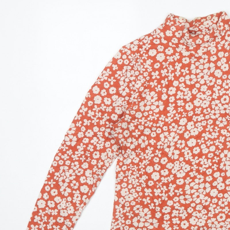Marks & Spencer Women Red Floral High Neck Stretch Top UK 10