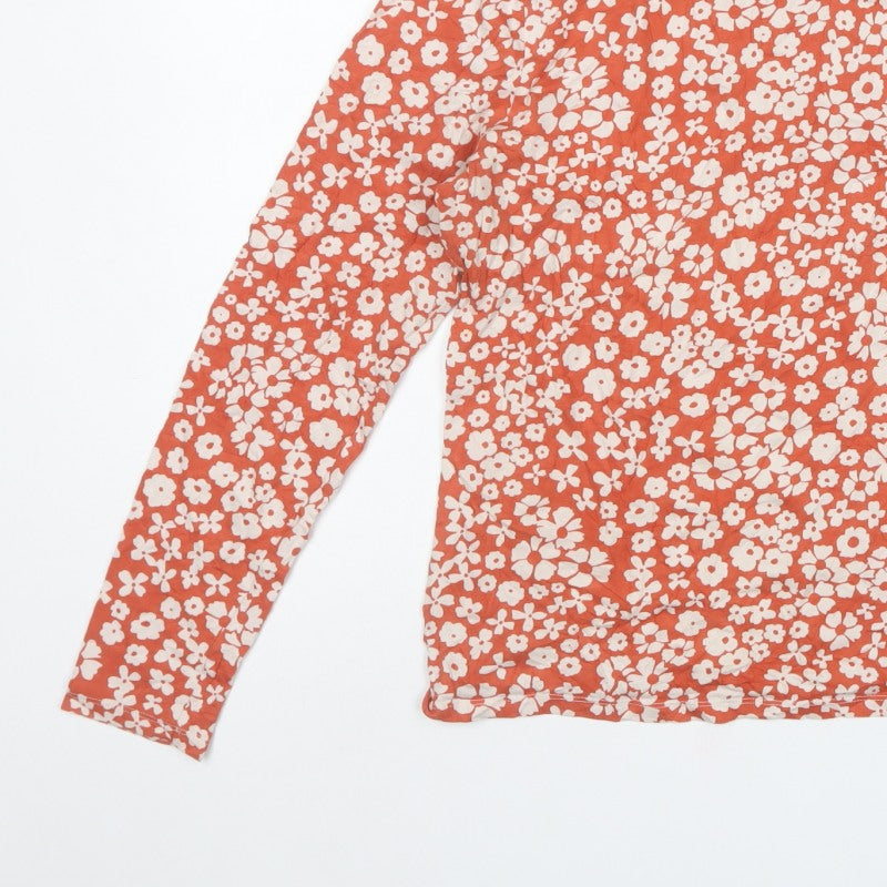 Marks & Spencer Women Red Floral High Neck Stretch Top UK 10