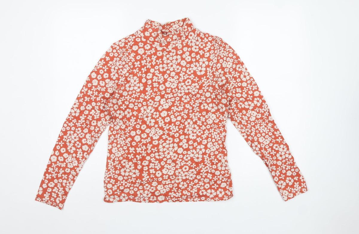 Marks & Spencer Women Red Floral High Neck Stretch Top UK 10
