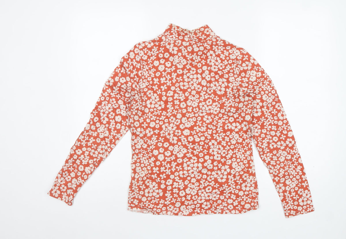 Marks & Spencer Women Red Floral High Neck Stretch Top UK 10
