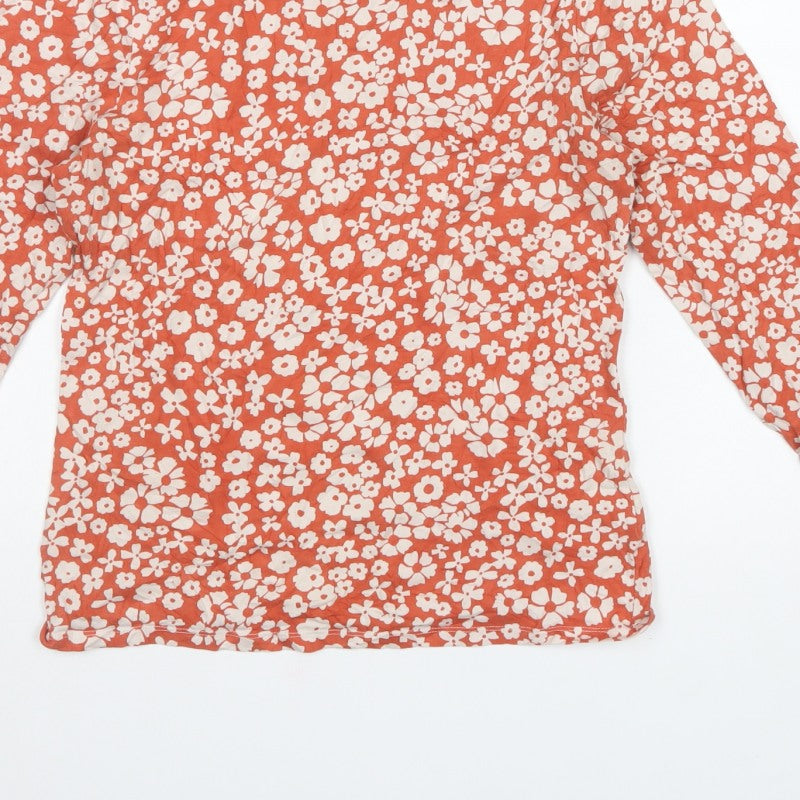 Marks & Spencer Women Red Floral High Neck Stretch Top UK 10