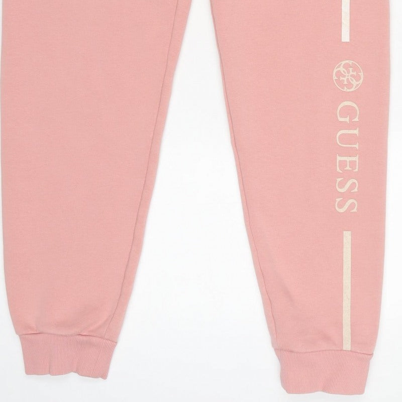 Guess Women Pink M Logo Stripe Cuffed Jogger Sweatpants